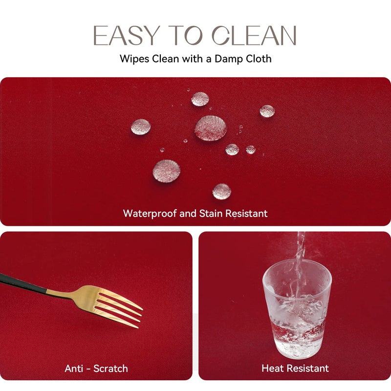 Romanstile Round Waterproof Tablecloth, Stain Resistant Washable Table Cloths Wrinkle Free Polyester Table Covers for Kitchen Dining Party Wedding Indoor and Outdoor - Red, 60 Inch - Image 3