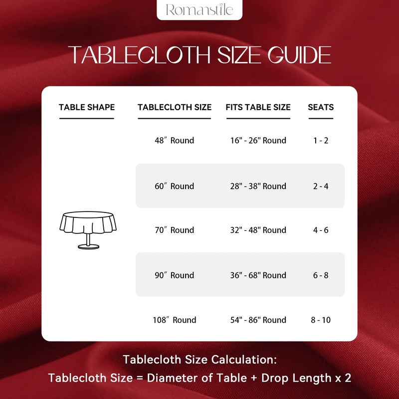 Romanstile Round Waterproof Tablecloth, Stain Resistant Washable Table Cloths Wrinkle Free Polyester Table Covers for Kitchen Dining Party Wedding Indoor and Outdoor - Red, 60 Inch - Image 5