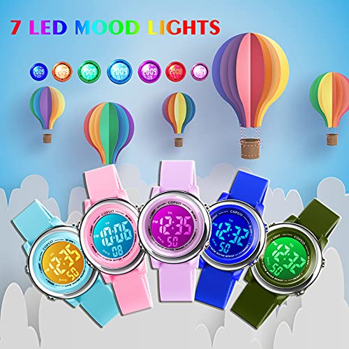 cofuo Kids Digital Sport Waterproof Watch for Girls Boys, Kid Sports Outdoor LED Electrical Watches with Luminous Alarm Stopwatch Child Wristwatch 3-12 Years - Image 2