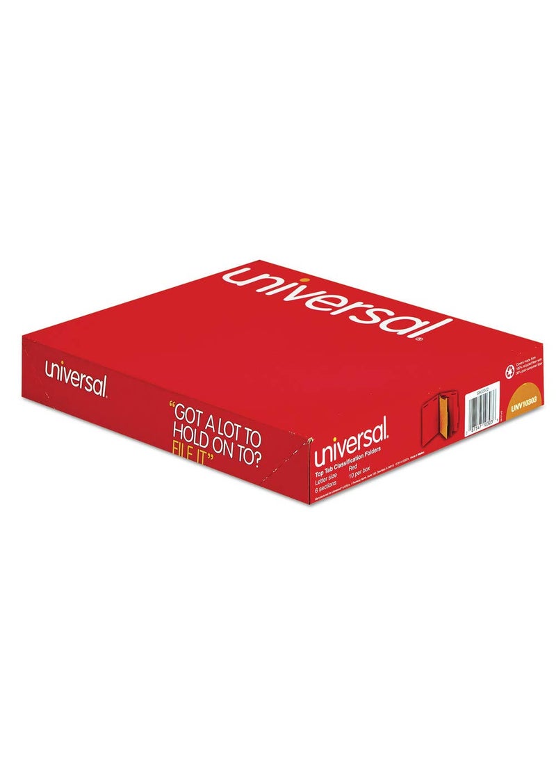 UNIVERSAL Universal - Pressboard Classification Folders, Letter, 6-Section, Ruby Red, 10/bx  - Image 4