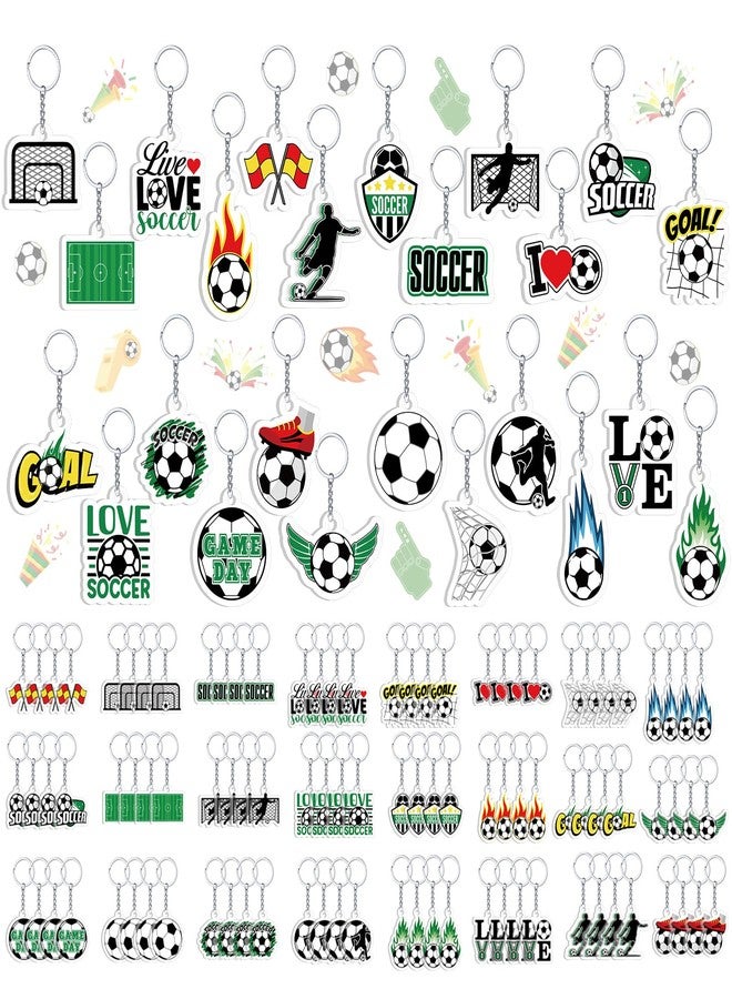تونديامو مجموعة تونديمو من 100 قطعة من سلاسل مفاتيح كرة القدم، سلاسل مفاتيح أكريليك هدايا كرة قدم للأولاد والبنات، هدايا حفلات رياضية، مكافآت للفرق، هدايا يوم المباراة، جوائز كرنفال المدرسة، حشوات أكياس الهدايا، 25 تصميمًا - Image 1