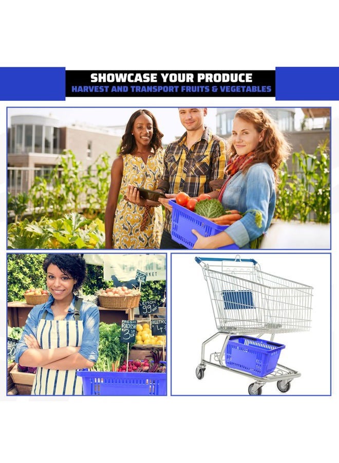 Remerry Set of 20 Shopping Basket with Handles 18 L Plastic Grocery Basket 16.9 x 11.8 x 9.1 Inch Portable Store Basket Bulk Hand Shopping Basket for Retail Store Supermarket Grocery Supplies, Blue - Image 5