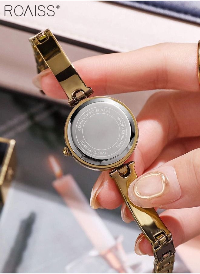 roaiss - Women's Gold Bracelet Quartz Watch, Analog Display Round Black Dial Watch, Waterproof Retro Watch as Gift for Women - Image 1
