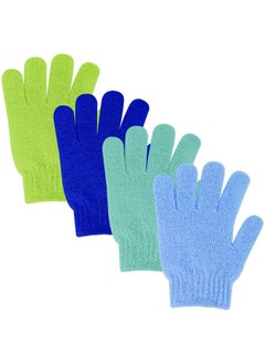 4Pcs Exfoliating Wash Gloves Dual Texture Bath Gloves For Shower Body Scrub Exfoliating Mitt Dead Skin Remover Exfoliator Mitten Natural Body Loofah Washcloth