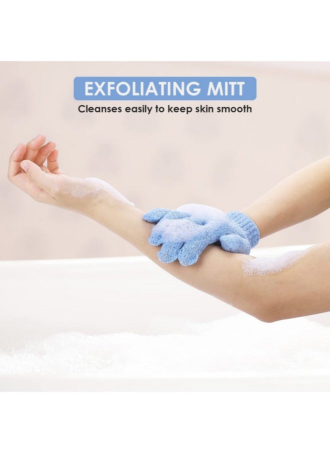 Sibba - 4Pcs Exfoliating Wash Gloves Dual Texture Bath Gloves For Shower Body Scrub Exfoliating Mitt Dead Skin Remover Exfoliator Mitten Natural Body Loofah Washcloth - Image 1