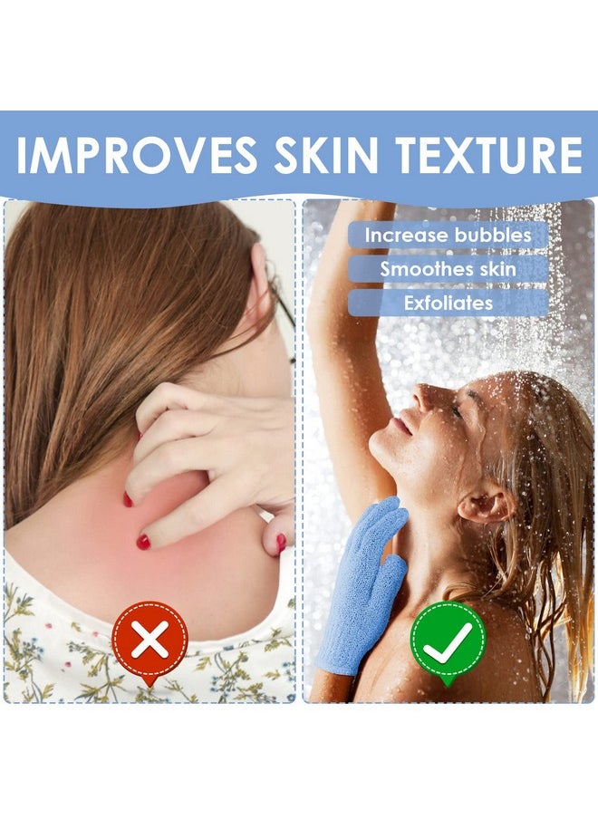 Sibba - 4Pcs Exfoliating Wash Gloves Dual Texture Bath Gloves For Shower Body Scrub Exfoliating Mitt Dead Skin Remover Exfoliator Mitten Natural Body Loofah Washcloth - Image 1