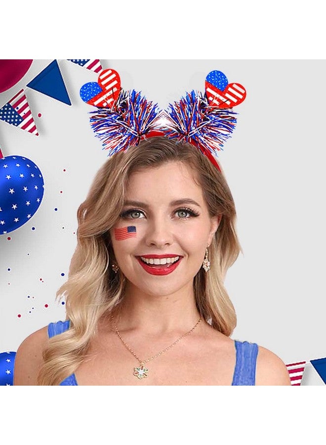 Outyua 4Th Of July Patriotic American Flag Headband Red White And Blue Usa Star Hairband Independence Day Outfits Hair Accessories For Women Girls Gift… - Image 2