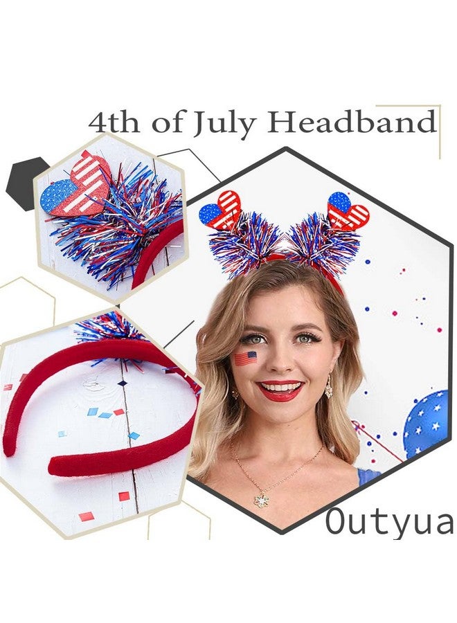 Outyua 4Th Of July Patriotic American Flag Headband Red White And Blue Usa Star Hairband Independence Day Outfits Hair Accessories For Women Girls Gift… - Image 4