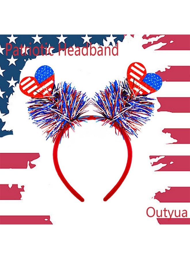 Outyua 4Th Of July Patriotic American Flag Headband Red White And Blue Usa Star Hairband Independence Day Outfits Hair Accessories For Women Girls Gift… - Image 3
