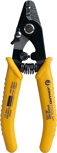 Jonard Tools JIC-375 Three Hole Fiber Optic Stripper – Strips 1.6-3.0mm Jacket, 600-900μm Buffer, 250μm Coating, Precision Tool with Angled Jaw and Safety Lock - Image 1