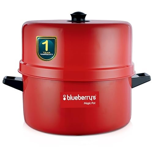 Blueberry's طباخ الأرز الحراري من بلو بيري 1 كجم من الألمنيوم مع غطاء، وعاء داخلي يعتمد على الحث، صنع في الهند - أحمر (THERMA) - Image 1