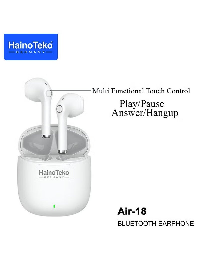 Haino Teko True Wireless Earphones with Super Clear Microphone, Multi-Functional Touch Control – Designed for Android Mobiles and Tablets – High-Quality Sound, Comfortable Fit, and Seamless Connectivity – White - Image 5