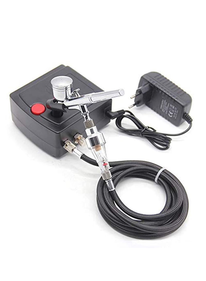 Dual Action Airbrush Compressor Kit for Art Painting Tattoo Manicure Craft Cake Spray Model Air Brush Nail Tool Set - Image 1