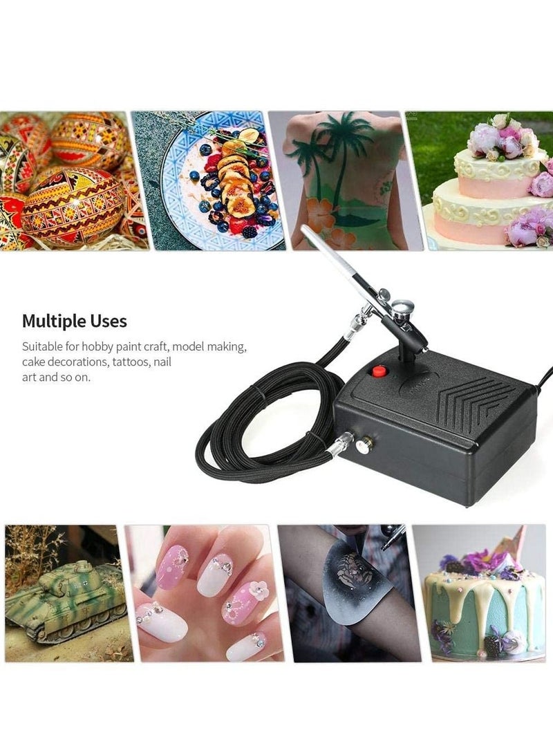Dual Action Airbrush Compressor Kit for Art Painting Tattoo Manicure Craft Cake Spray Model Air Brush Nail Tool Set - Image 5