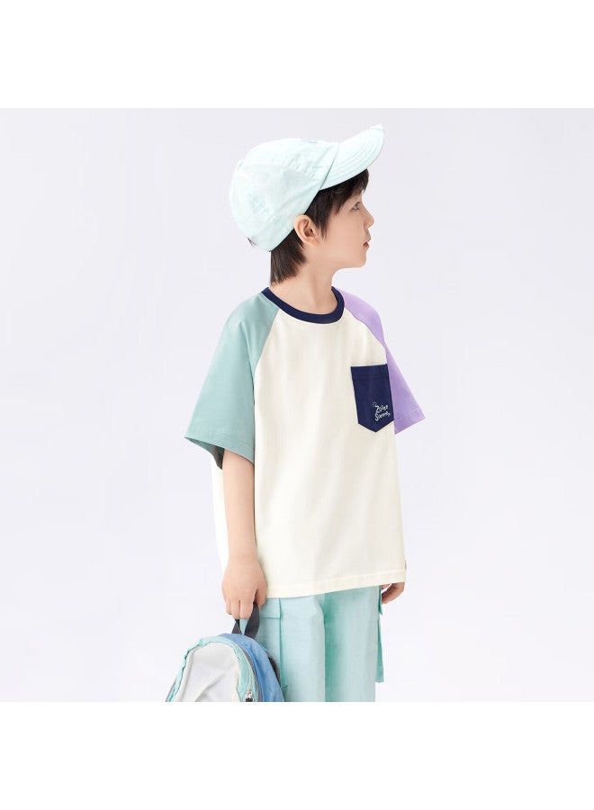 Zuoxi Boys' Short Sleeve T-shirt Children's Clothing Cool And Antibacterial Top Summer New Boys' Half Sleeve Green 150 - Image 5