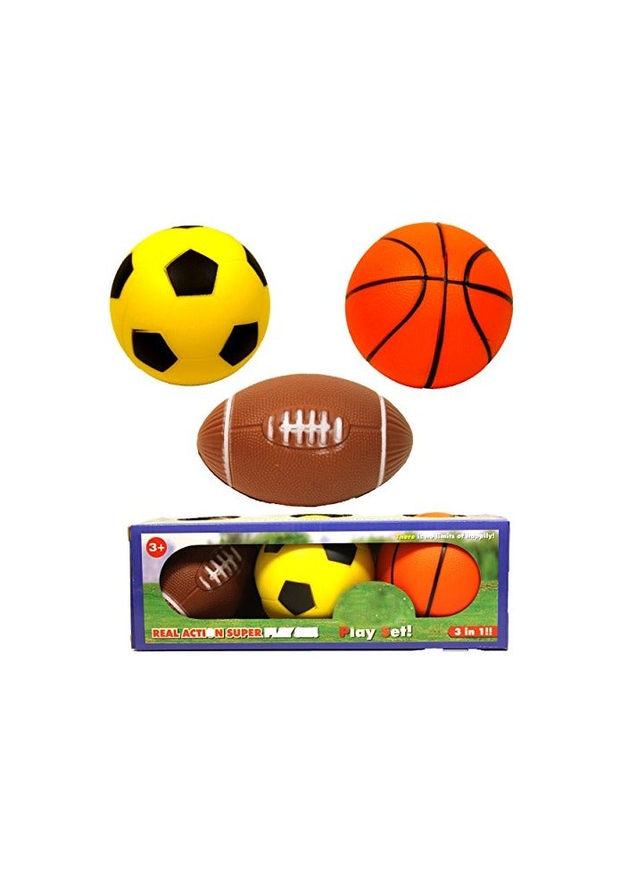 KINGSPORT Mini Sports Balls Set for Kids | Includes Football, Soccer & Basketball