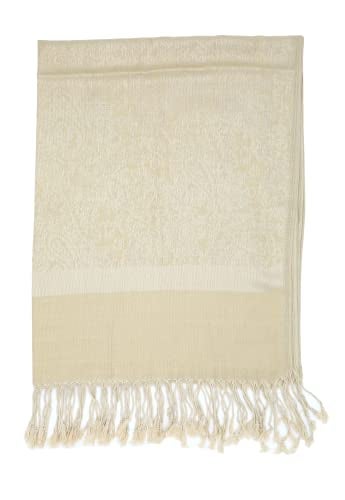 Achillea Two Tone Vintage Jacquard Paisley Pashmina Shawl Wrap Scarf (Champagne) - Image 5