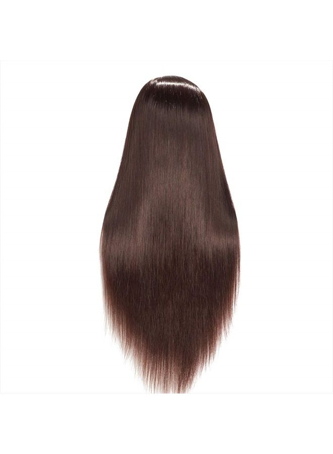 Hairingrid رأس تدريب تصفيف الشعر للمانيكين 26"-28" رأس دمية تجميلية شعر صناعي ومشبك حامل مجاني (R71907LB2T420) بني - Image 5