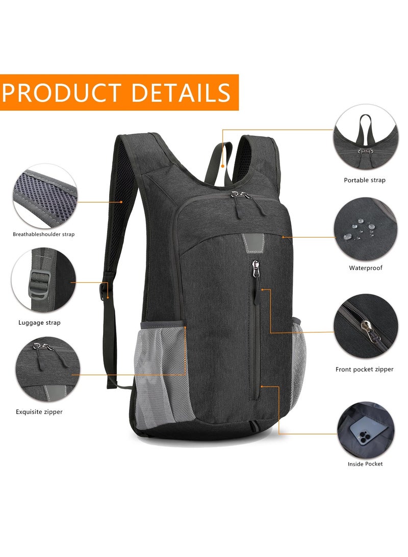 Excefore Foldable Backpack Water Resistant Lightweight Packable, Ideal for Hiking Travel Outdoor, Compact and Durable Backpack for Men and Women, Black - Image 2