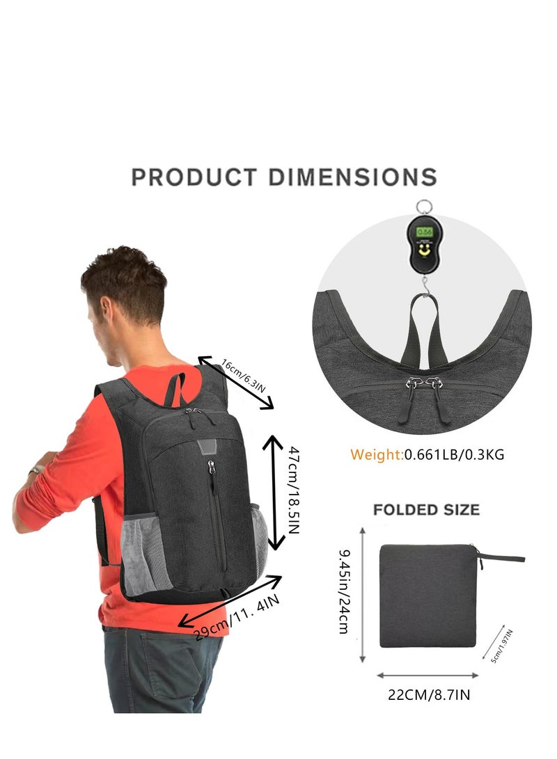 Excefore Foldable Backpack Water Resistant Lightweight Packable, Ideal for Hiking Travel Outdoor, Compact and Durable Backpack for Men and Women, Black - Image 4