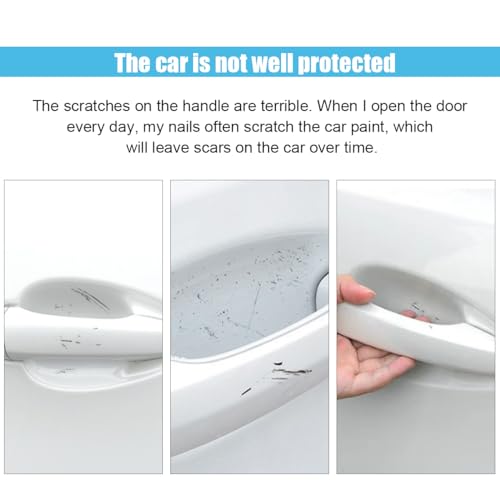 GLSOWEE 8PCS Car Door Handle Scratch Protectors, Carbon Fiber Car Door Handle Bowl Sticker, Universal Auto Doors Handles Paint Guard Cover, Doors Handles Cup Protective Film for Cars (Red) - Image 3