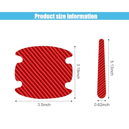 GLSOWEE 8PCS Car Door Handle Scratch Protectors, Carbon Fiber Car Door Handle Bowl Sticker, Universal Auto Doors Handles Paint Guard Cover, Doors Handles Cup Protective Film for Cars (Red) - Image 2