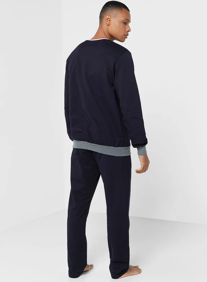 U.S. Polo Assn. Colour Block Sweatshirt And Sweatpants Pyjama Set
