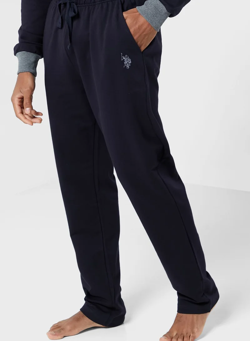 U.S. Polo Assn. Colour Block Sweatshirt And Sweatpants Pyjama Set