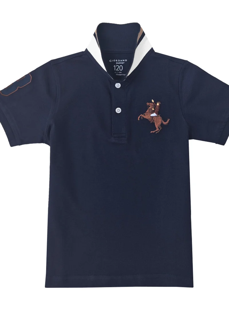 GIORDANO Kids' Napoleon Polo: Classic Piqué, Bold Embroidery, All-Day Comfort
