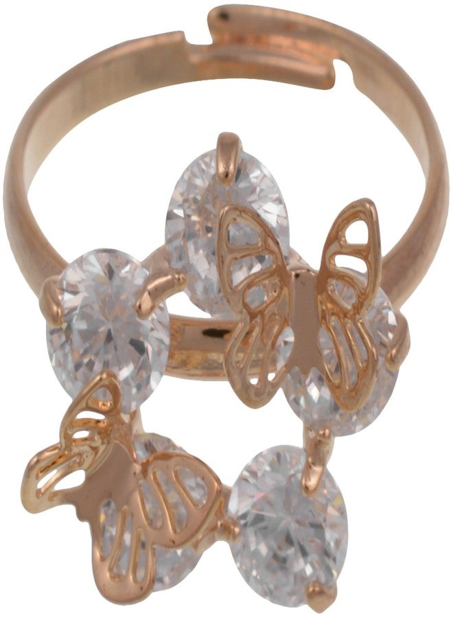 High Trendz Gold Plated Cz Diamond Adjustable Ring for Girls - Image 1