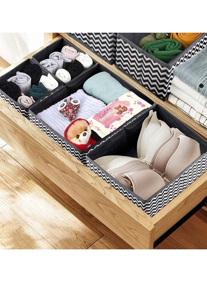 Pack Of 6 Foldable Multifunction Storage Box Closet Organizer Grey/White