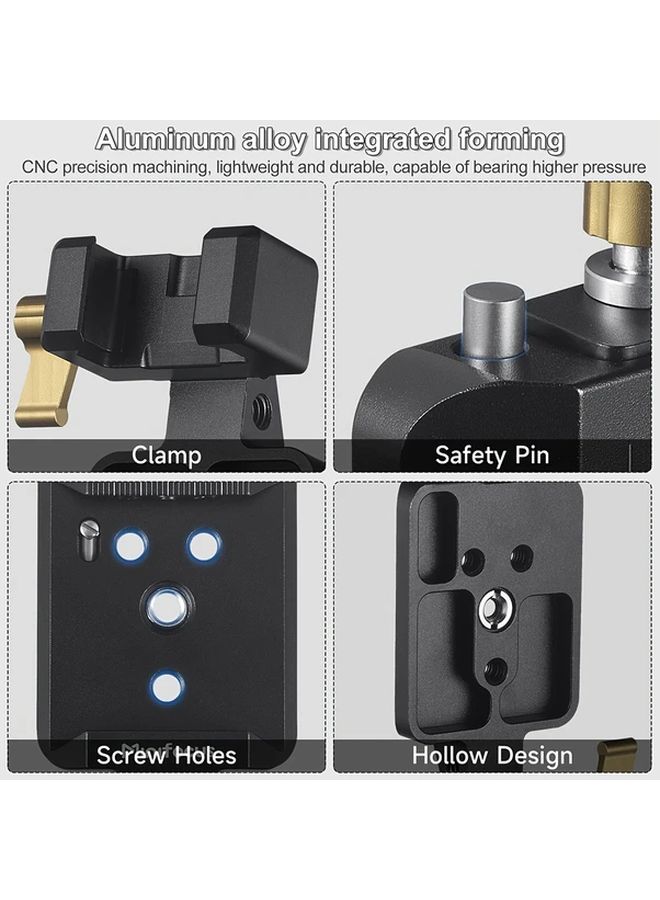 Black Vertical Shooting Camera Mount Bracket Aluminum Quick Release Plate Gimbal Compatible - Image 3