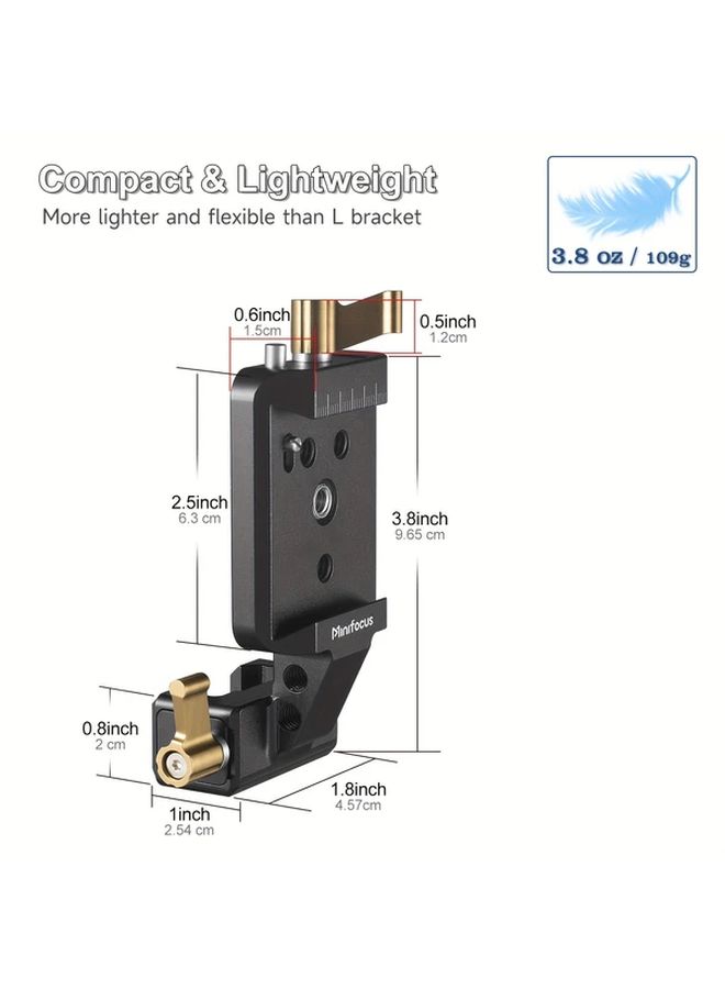 Black Vertical Shooting Camera Mount Bracket Aluminum Quick Release Plate Gimbal Compatible - Image 5