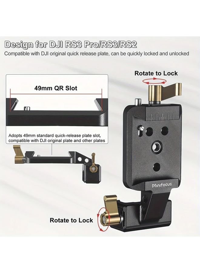 Black Vertical Shooting Camera Mount Bracket Aluminum Quick Release Plate Gimbal Compatible - Image 4