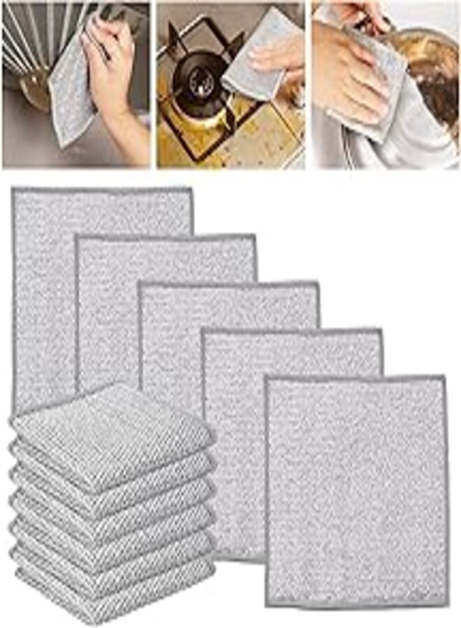 Picrik 10PCS Multipurpose Wire Dishwashing Rags for Wet and Dry, Wire Dishwashing Cloth, Reusable Kitchen Cleaning Wire Dish Towels Dish Cloths, Non-Scratch Scrubbing Wire Dishcloth Rags for Kitchen. 