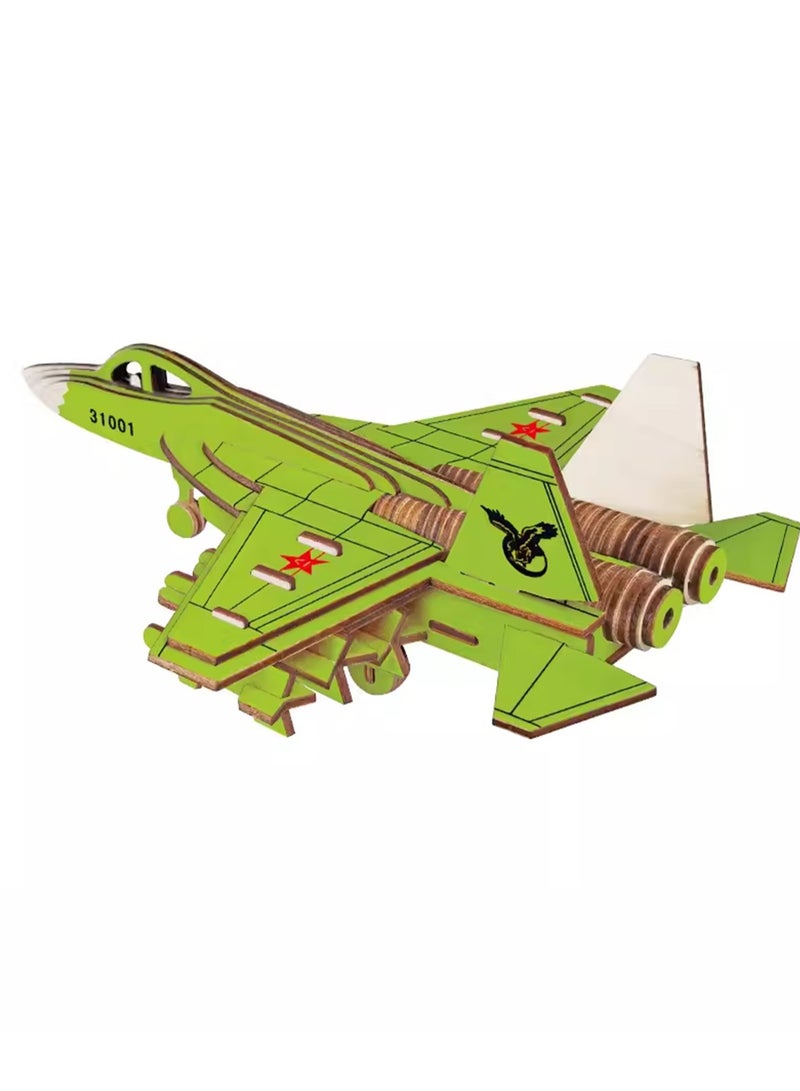 Wooden Puzzle 3D Model Military Building Blocks Assembly Toy Boy (J-31 Fighter) - Image 1