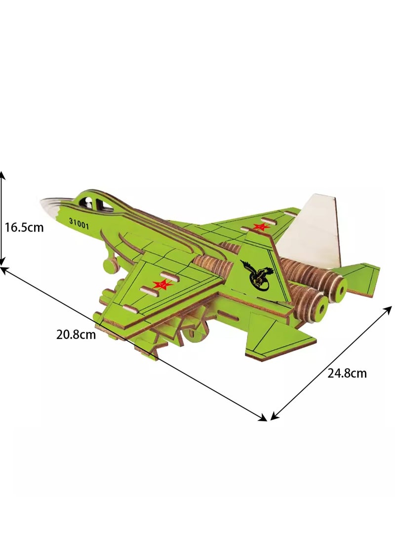 Wooden Puzzle 3D Model Military Building Blocks Assembly Toy Boy (J-31 Fighter) - Image 2