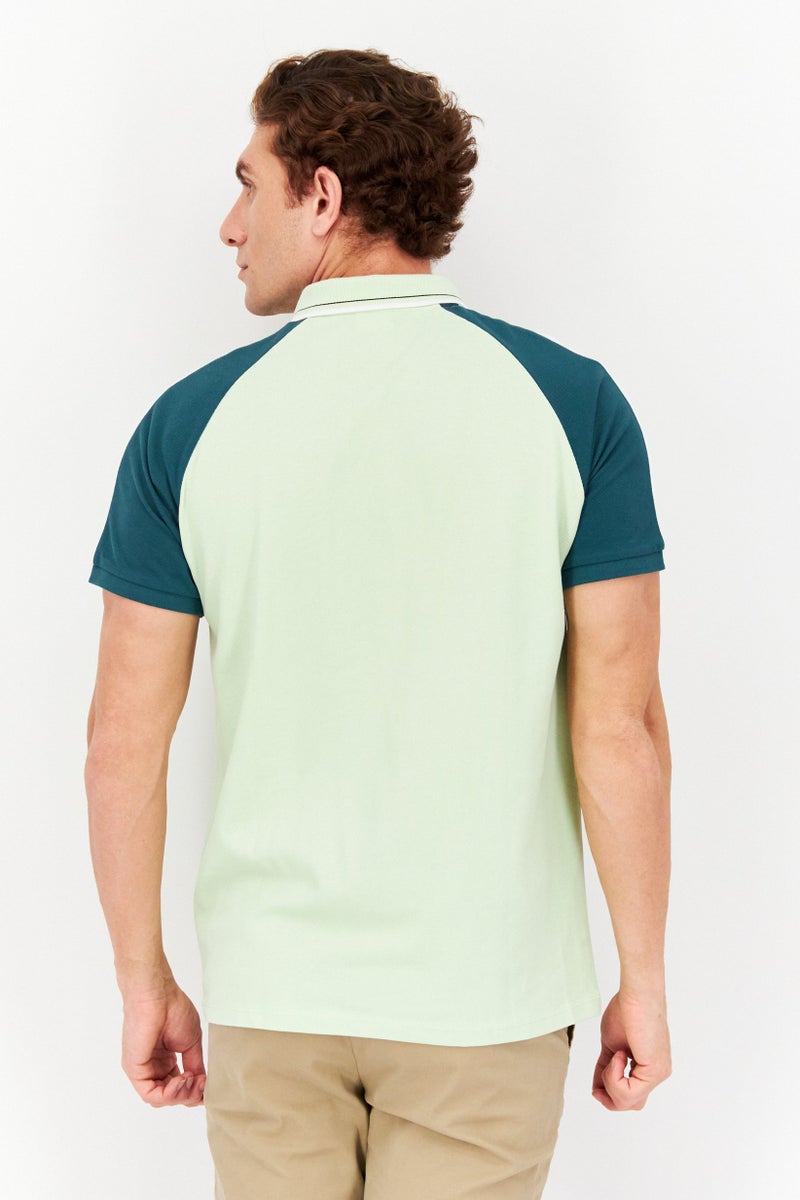 Celio Men Regular Fit Textured Short Sleeve Polo Shirts, Green Combo - Image 3