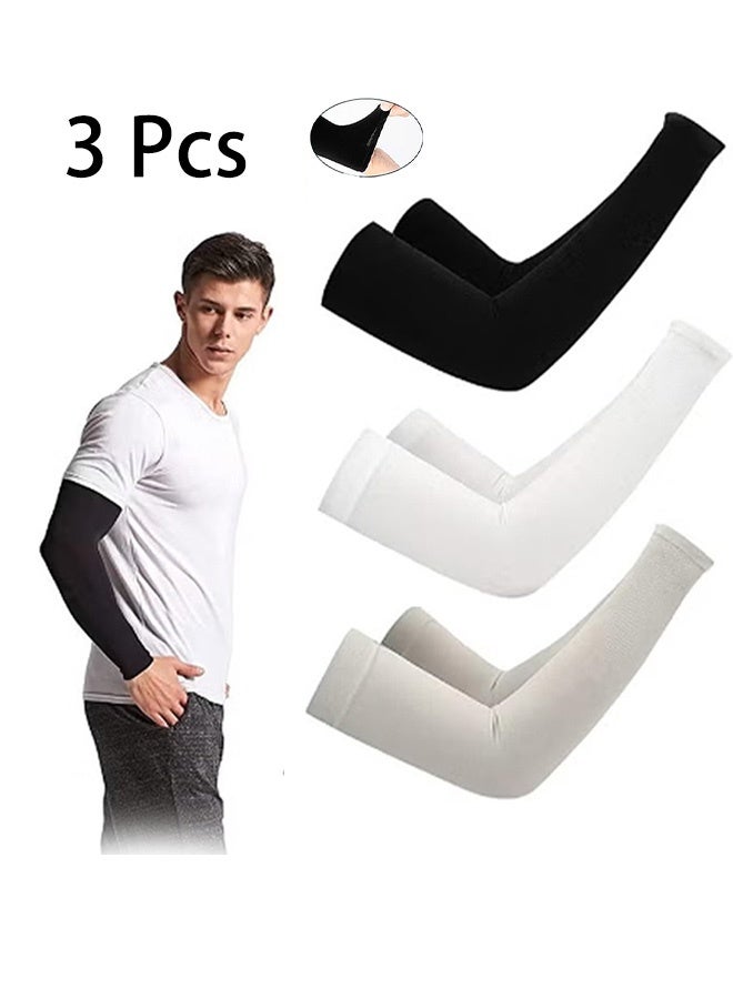 إم إكس إن 3 أزواج من أكمام تبريد للذراعين للحماية من أشعة الشمس فوق البنفسجية، للرجال والنساء، غطاء ضغط طويل للذراعين، مناسب للجري، الجولف، كرة السلة، ركوب الدراجات، وتغطية الوشم - Image 1