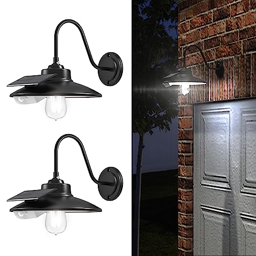 APONUO Solar Wall Lights Outdoor with 3 Lighting Modes  Motion Sensor IP65 Waterproof Rustic Vintage Gooseneck Solar Wall Light Decor for Barn Wall Porch Farmhouse - Image 1