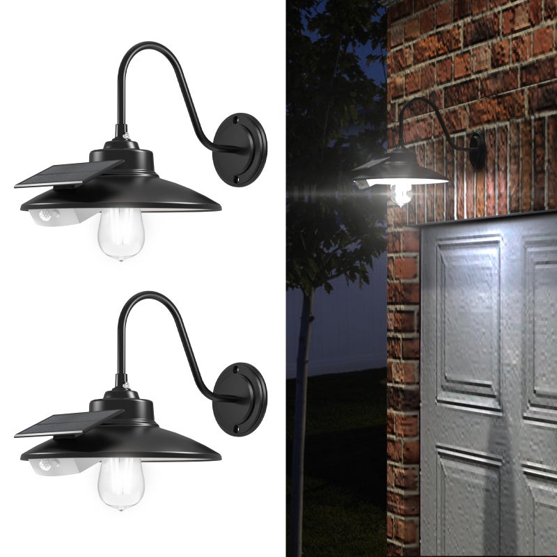 APONUO Solar Wall Lights Outdoor with 3 Lighting Modes  Motion Sensor IP65 Waterproof Rustic Vintage Gooseneck Solar Wall Light Decor for Barn Wall Porch Farmhouse - Image 3