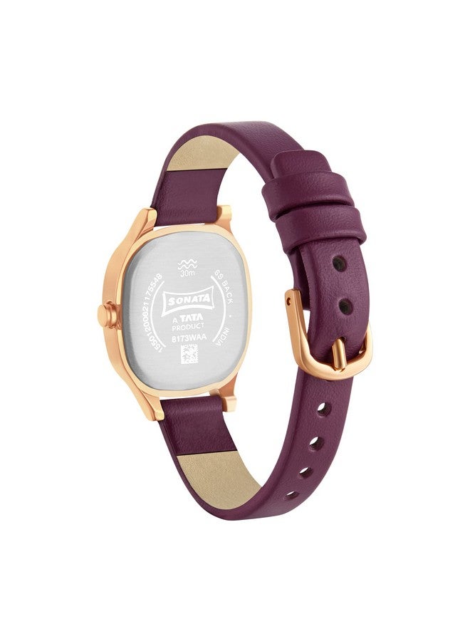 Sonata Linnea Maroon Dial Women Watch with Leather Strap-NS8173WL01 - Image 2