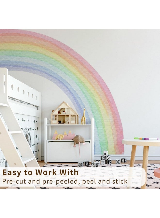 funlife Fabric Peel and Stick Large Rainbow Wall Mural Stickers for Girls, Precut Pastel Half Watercolor Rainbow Wall Sticker Decals for Kids Bedroom Living Room Playroom, 78.74" x 70.87" - Image 5