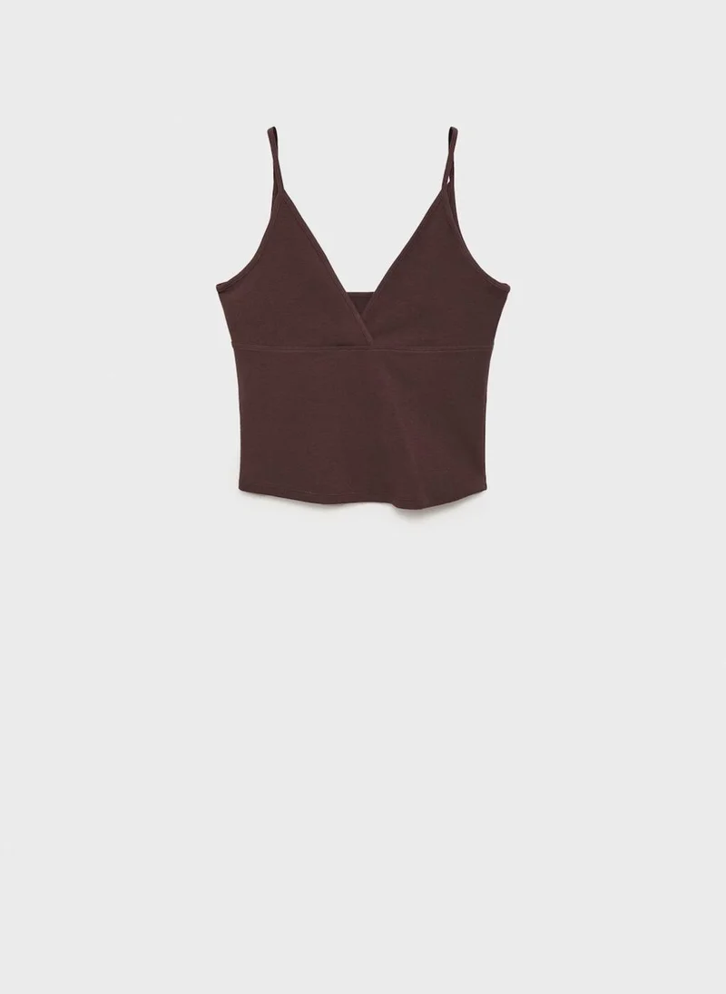 MANGO Casual V-Neck Cotton Top