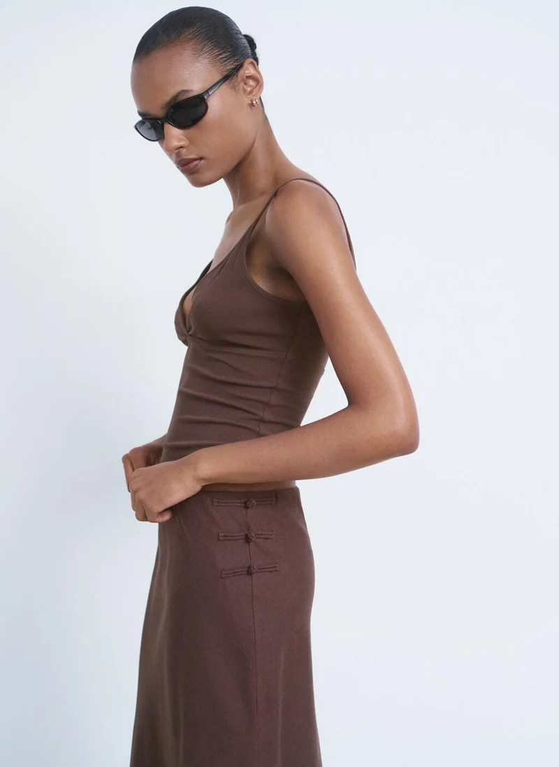 MANGO Casual V-Neck Cotton Top
