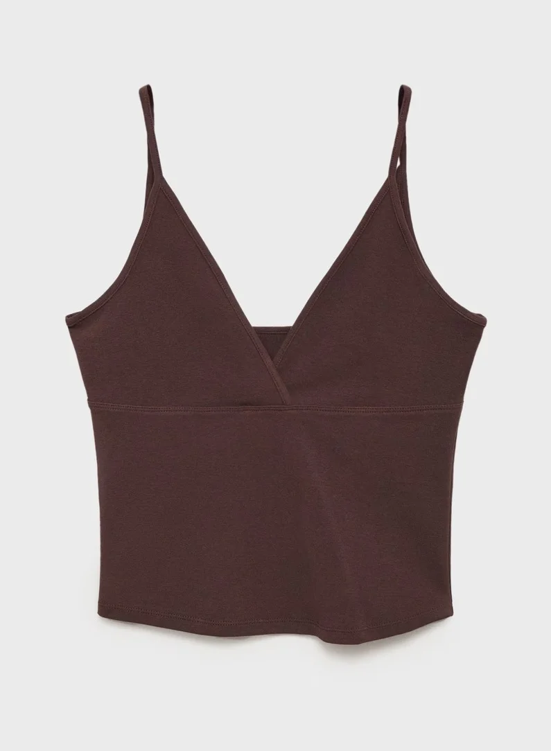 MANGO Casual V-Neck Cotton Top