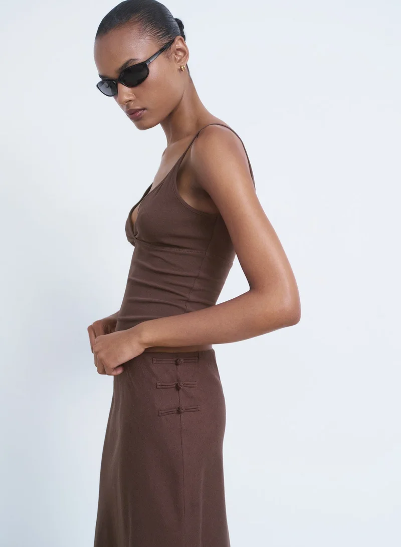 MANGO Casual V-Neck Cotton Top