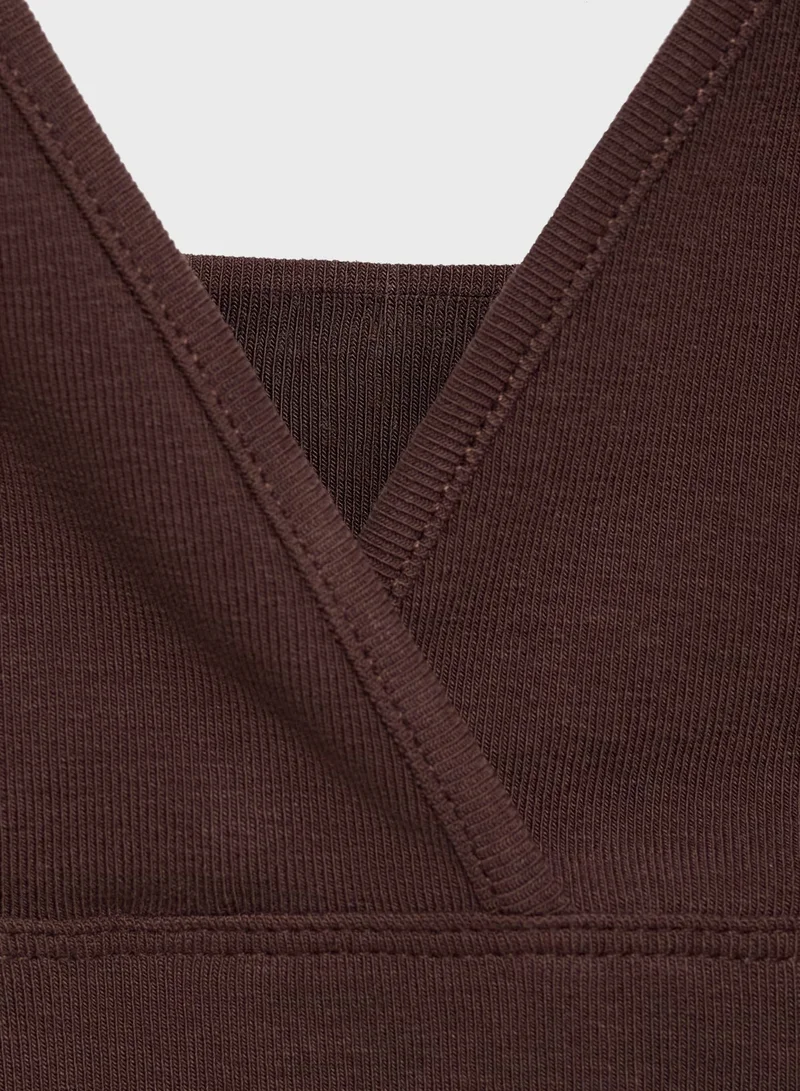 MANGO Casual V-Neck Cotton Top