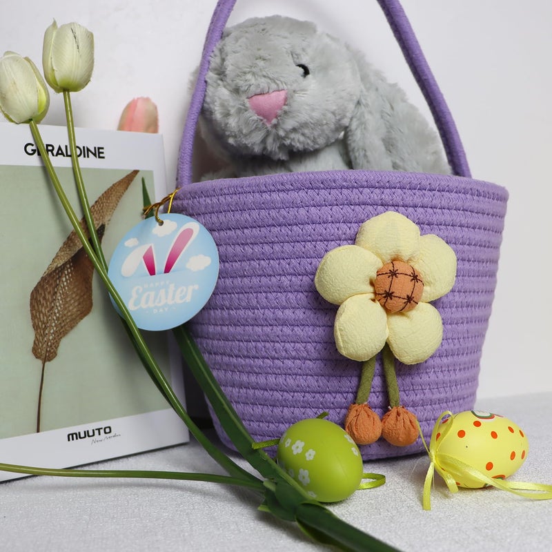 XENTUMI Easter Basket, Easter Basket Essentials Easter Baskets for Kids, Easter Baskets for Boys, Girls, Toddler, Babies, Infant Easter gifts basket Personalized - Image 5