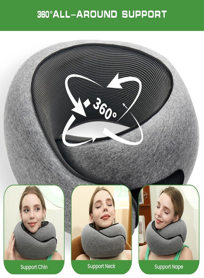 Badink® Memory Foam Neck Travel Pillow, Neck Pillow Airplane with MagicStrap - Adjustable Ergonomic Travel Pillow for Office/Airplane/Car, Washable Cover, Portable Cervical Support (Gray) - Image 2